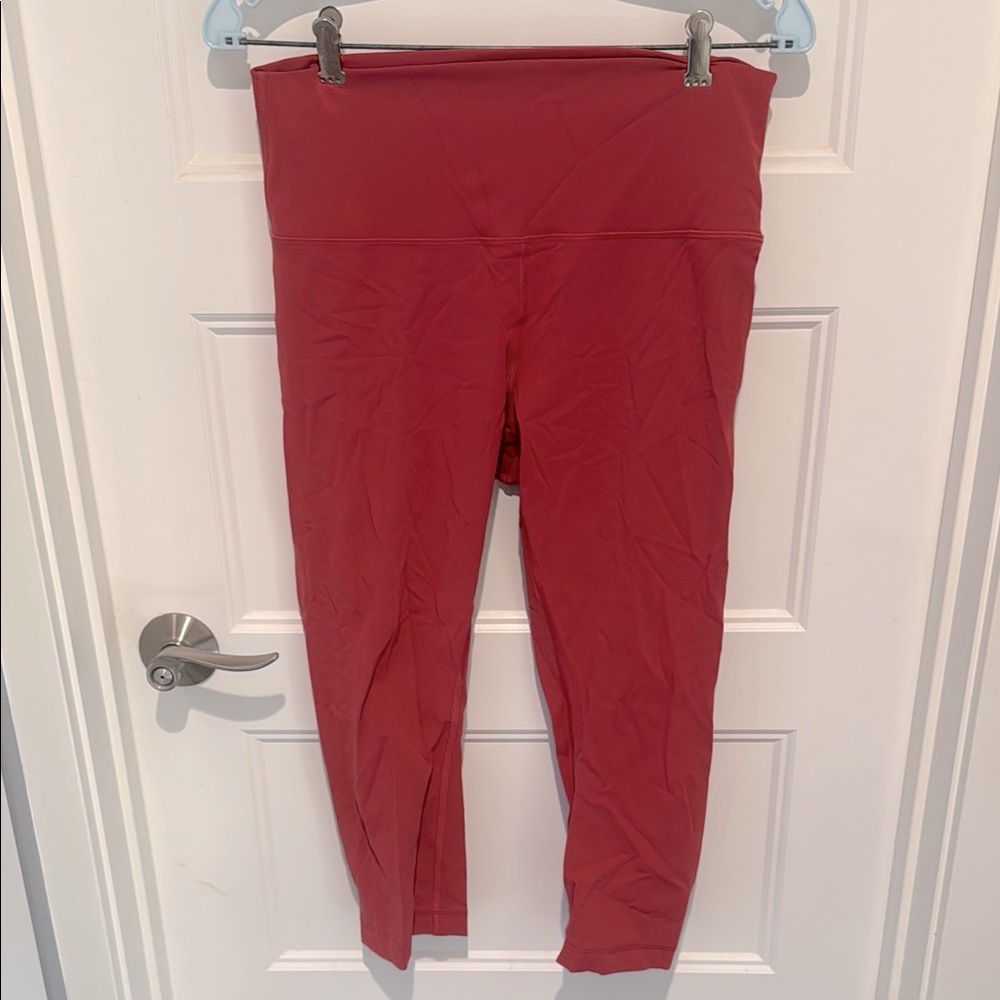 Lululemon 10 wunder train crop 21” leggings pink raspberry color